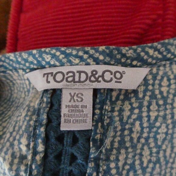 Toad & Co. Boho Print Stitching Split Back Blouse Sleeveless Tank Top - Picture 3 of 10
